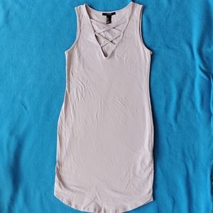 Grey lavendar body con dress with criss cross neck